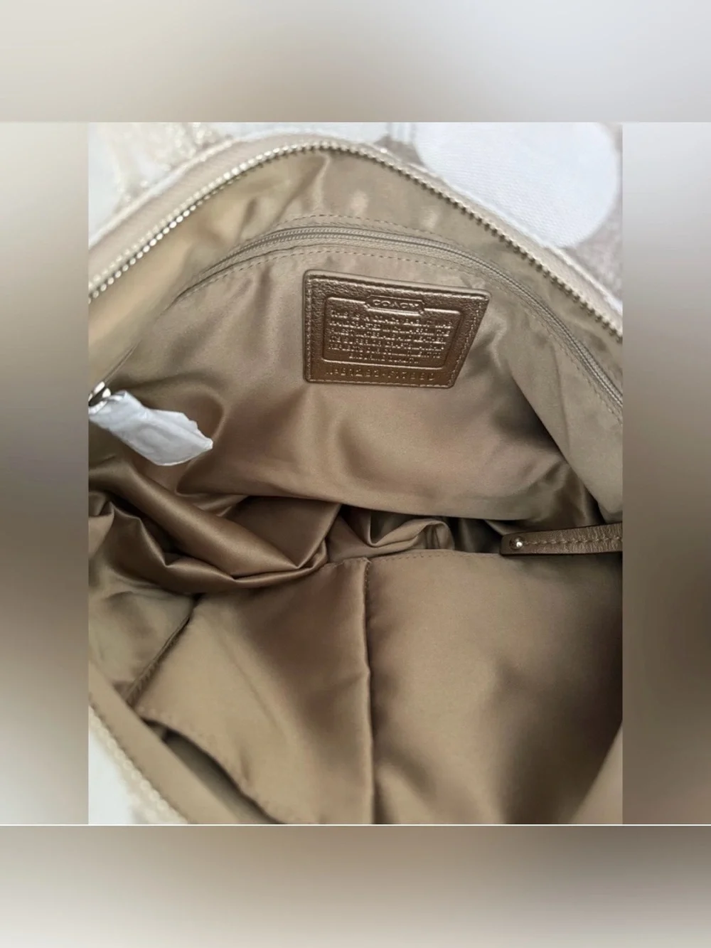 Coach “Brooke” Signature Jacquard Metallic Hobo Bag in Champagne/Gold Trim! NWT
